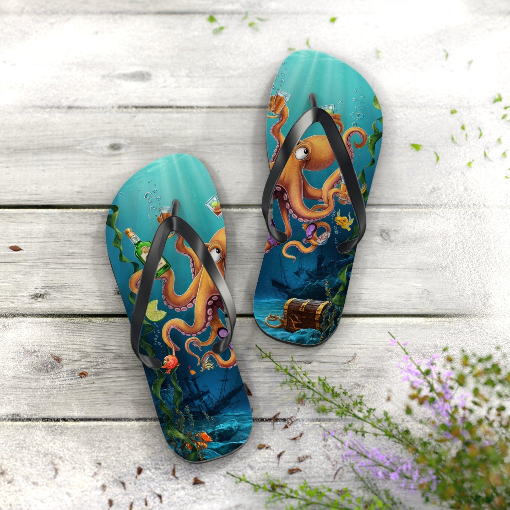 Octopus and Tequila Inspired Flip Flops, Express Your Beach Loving Self - Coastal Collections