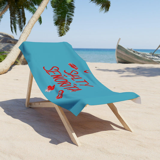 Salty Senorita with Ocean Blue Background Beach Towel Wrap, Salty Senorita, Beachwear - Coastal Collections