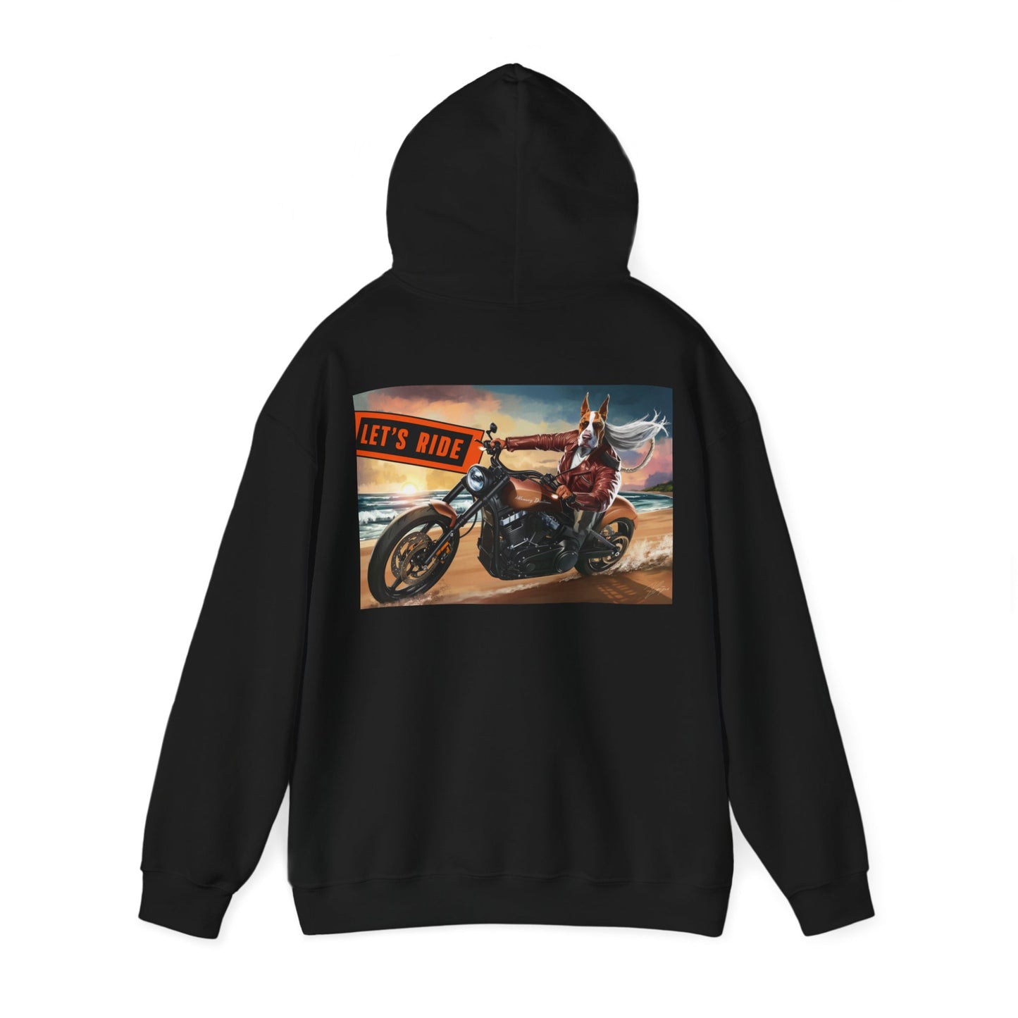 Let's Ride, Great Dane Riding a Motorcycle - Hoodie