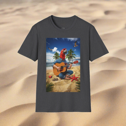 Rockin' Parrot Beach Scene - Unisex T-shirt