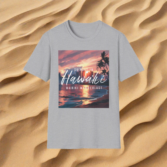 Hawaii Sunset, Waikiki Wanderlust - Unisex Softstyle T-Shirt