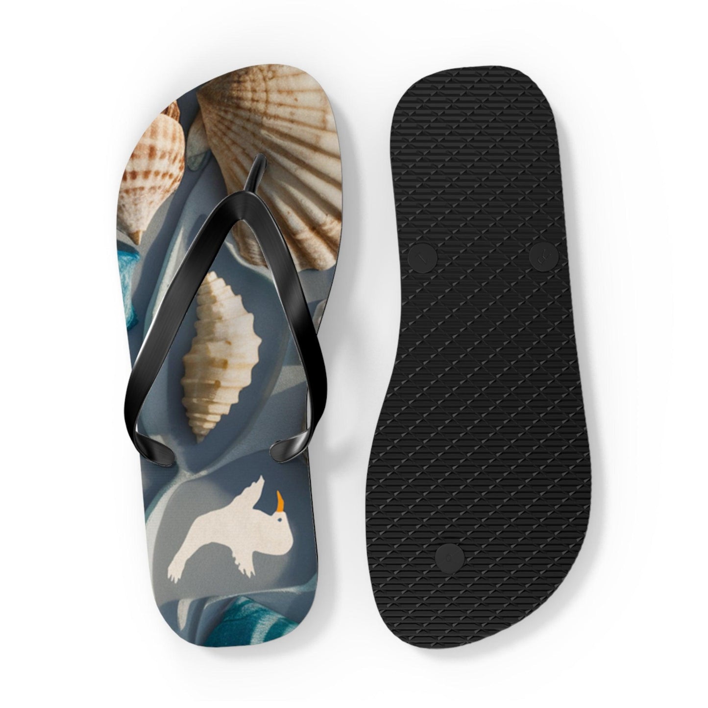 Seashell and Seagull Inspired Flip Flops, Express Your Beach Loving Self - Coastal Collections