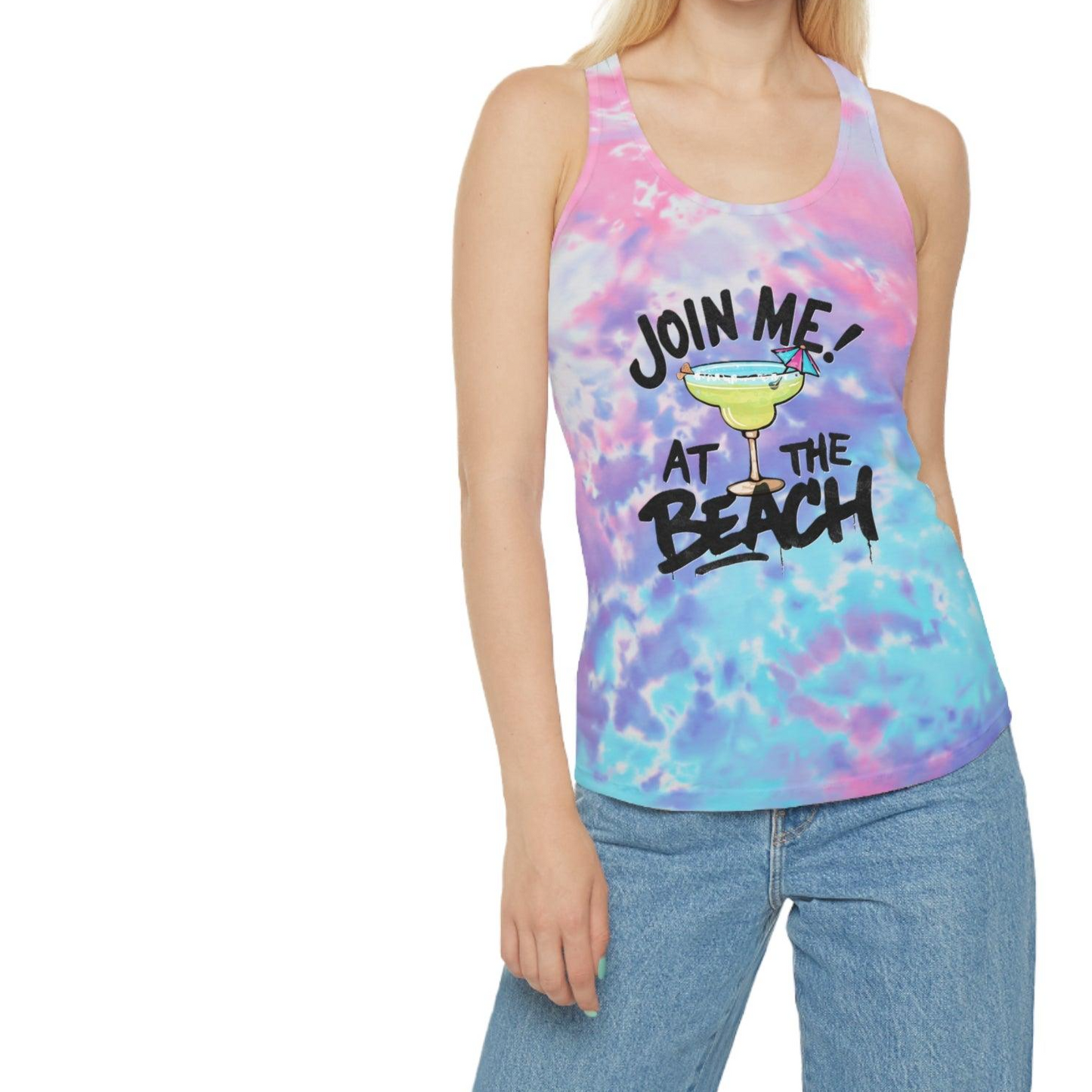 Join Me at the Beach Margarita Tie Dye Racerback Tank Top