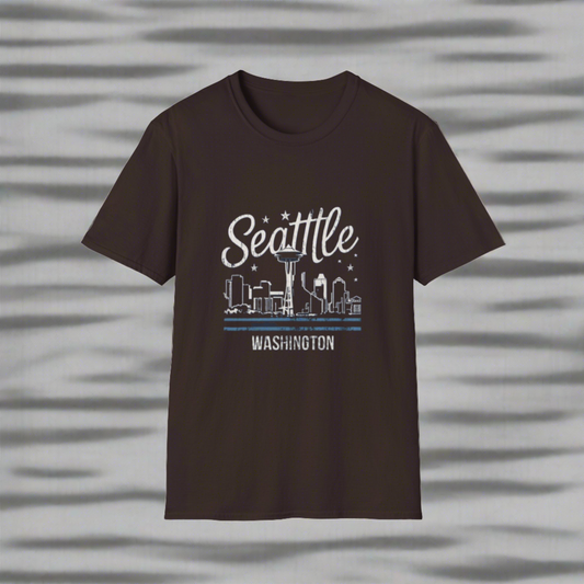 Seattle Washington Skyscape - Unisex Softstyle T-Shirt