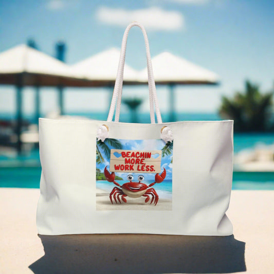 Beachin Styles© Beachin More Work Less Crab Beach Bag - Coastal Collections