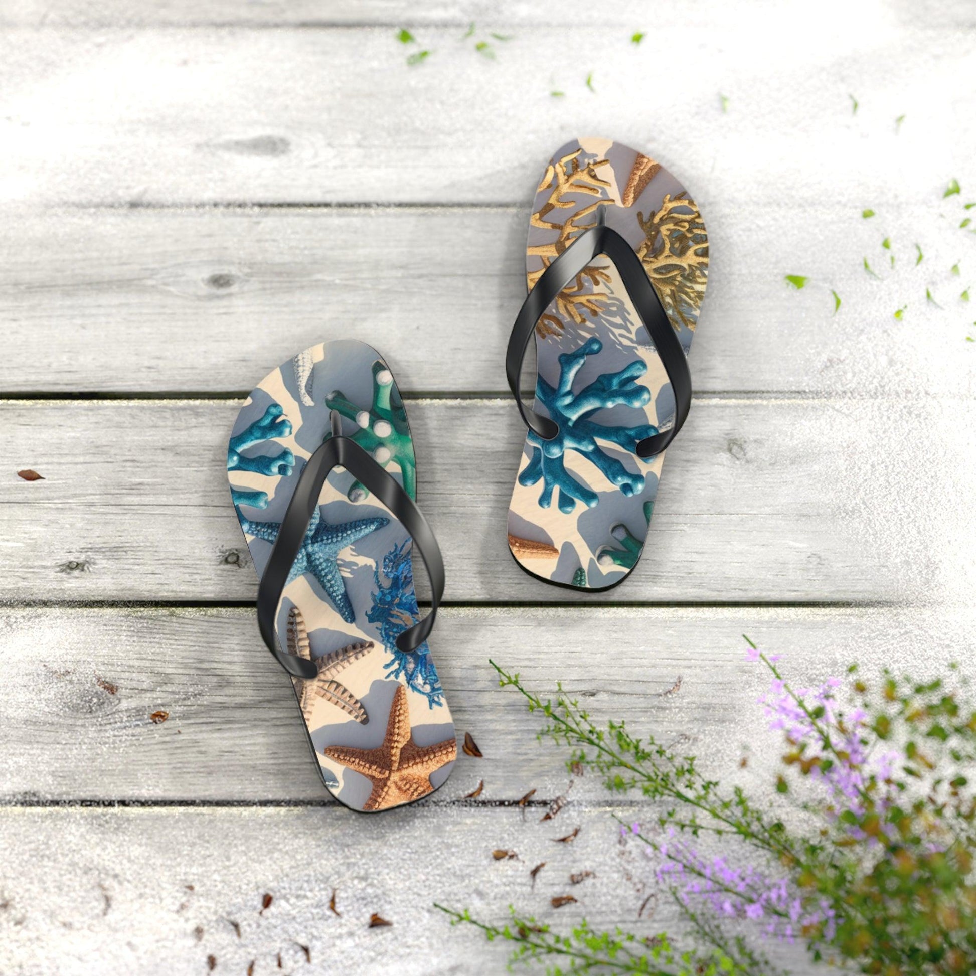 Starfish and Coral Inspired Flip Flops, Express Your Beach Loving Self - Coastal Collections