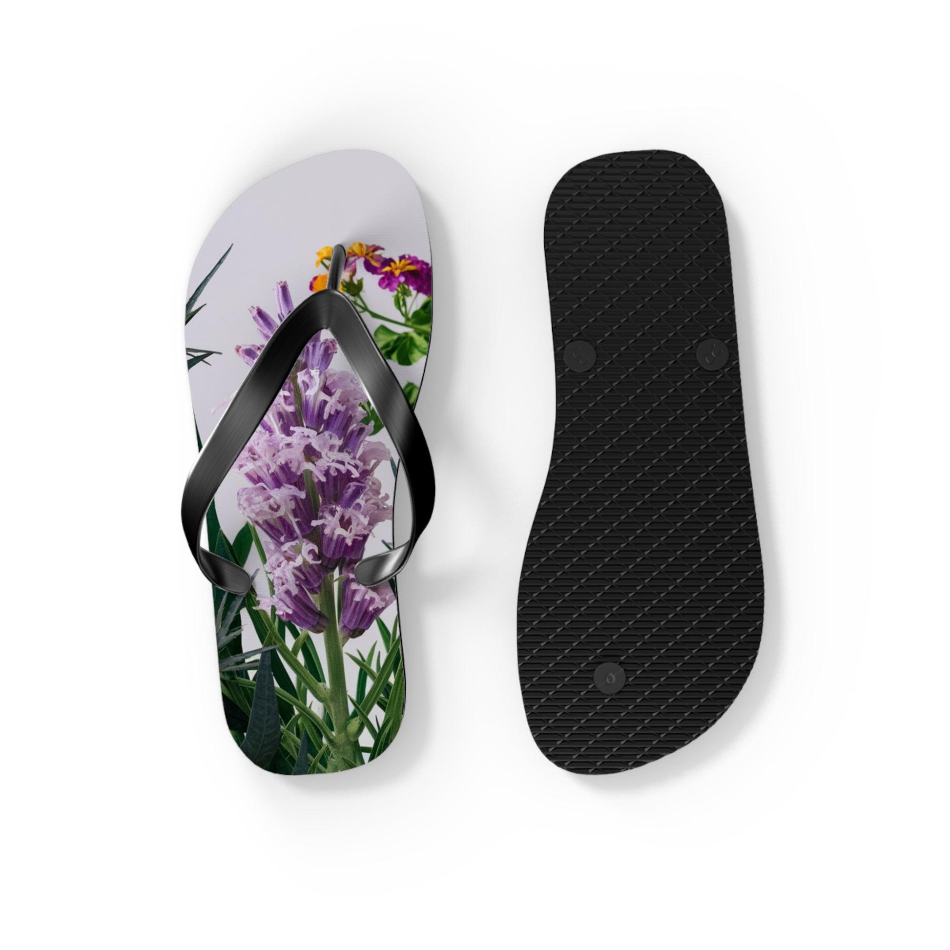 Sea Lavendar with purple hues flower bouquet Inspired Flip Flops, Express Your Beach Loving Self - Coastal Collections