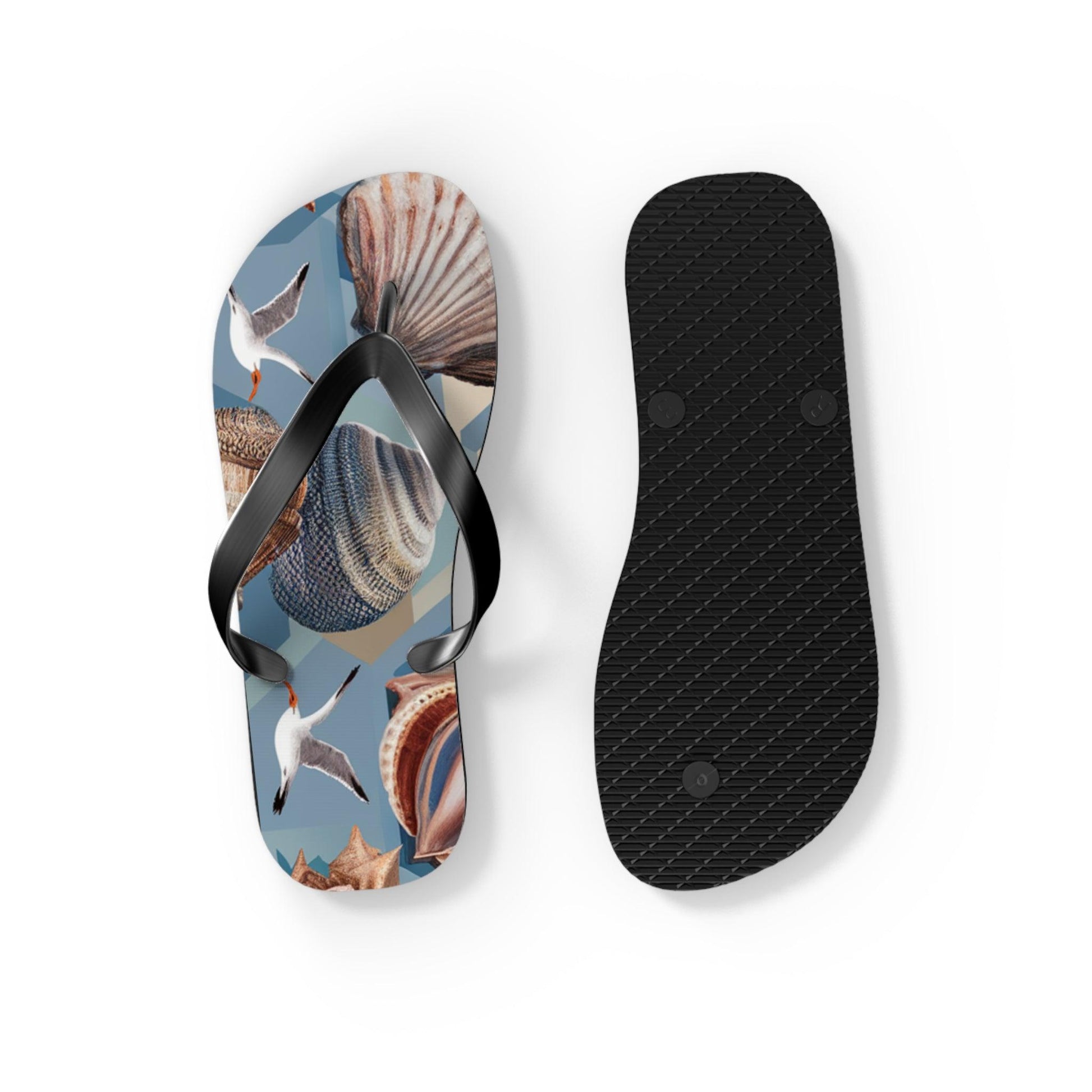 Seashell and Seagull Inspired Flip Flops v3, Express Your Beach Loving Self - Coastal Collections