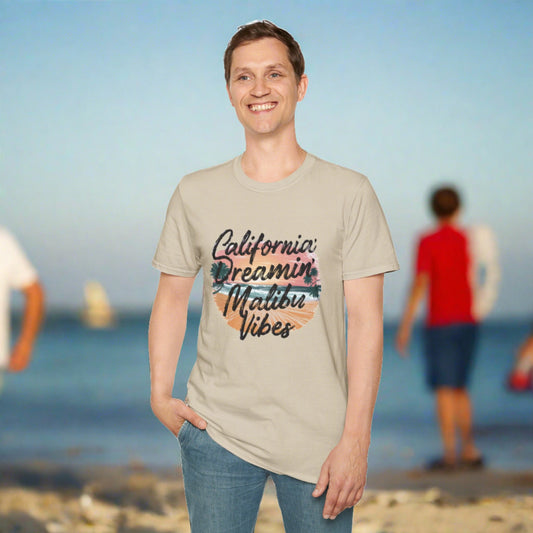 California Dreamin, Malibu Vibes Tee - Unisex Softstyle T-Shirt