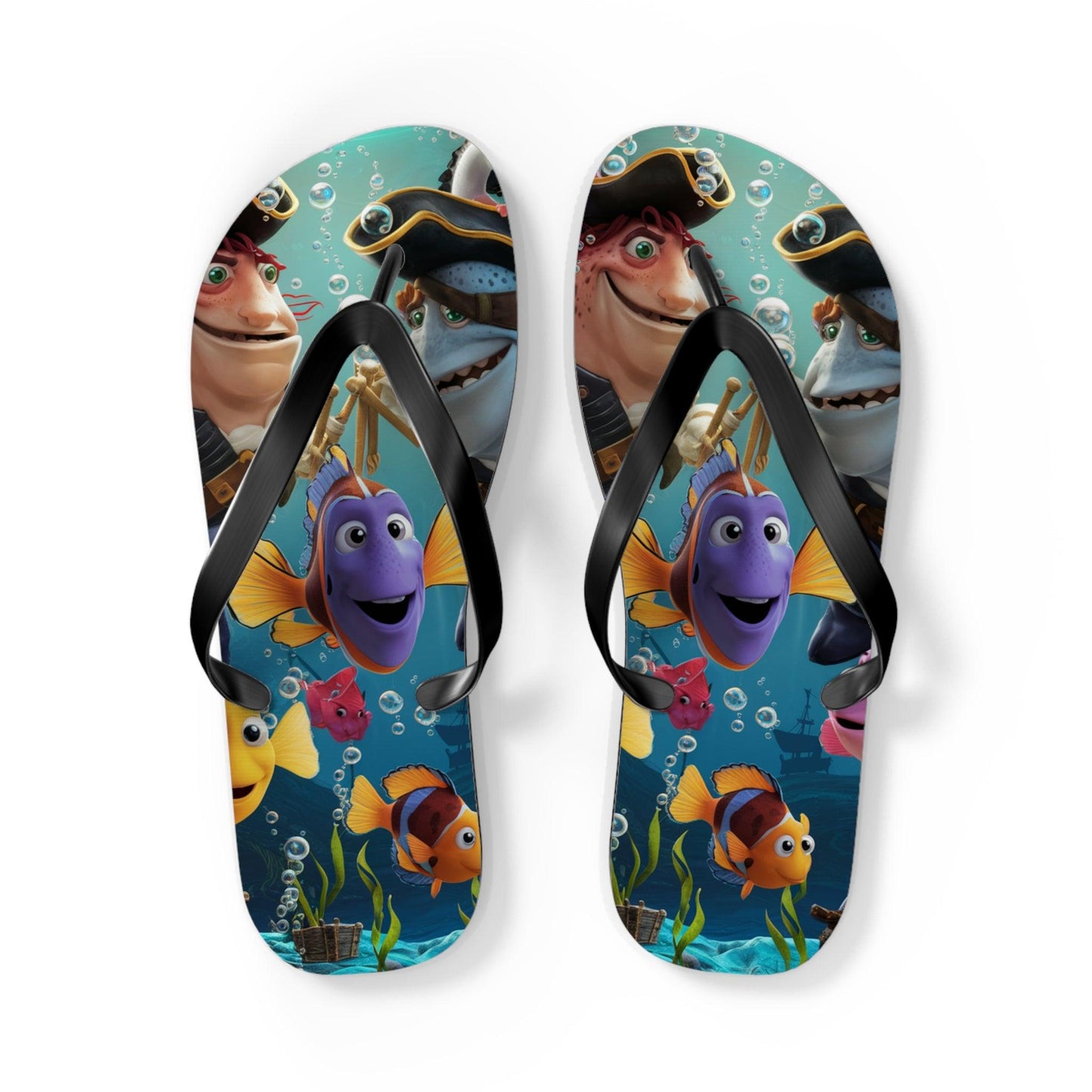 Comical Fish and Pirates Inspired Flip Flops, Express Your Beach Loving Self - Coastal Collections