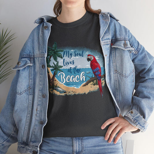 My Soul Lives at the Beach 2 - Unisex Heavy Cotton Tee - Coastal Collections