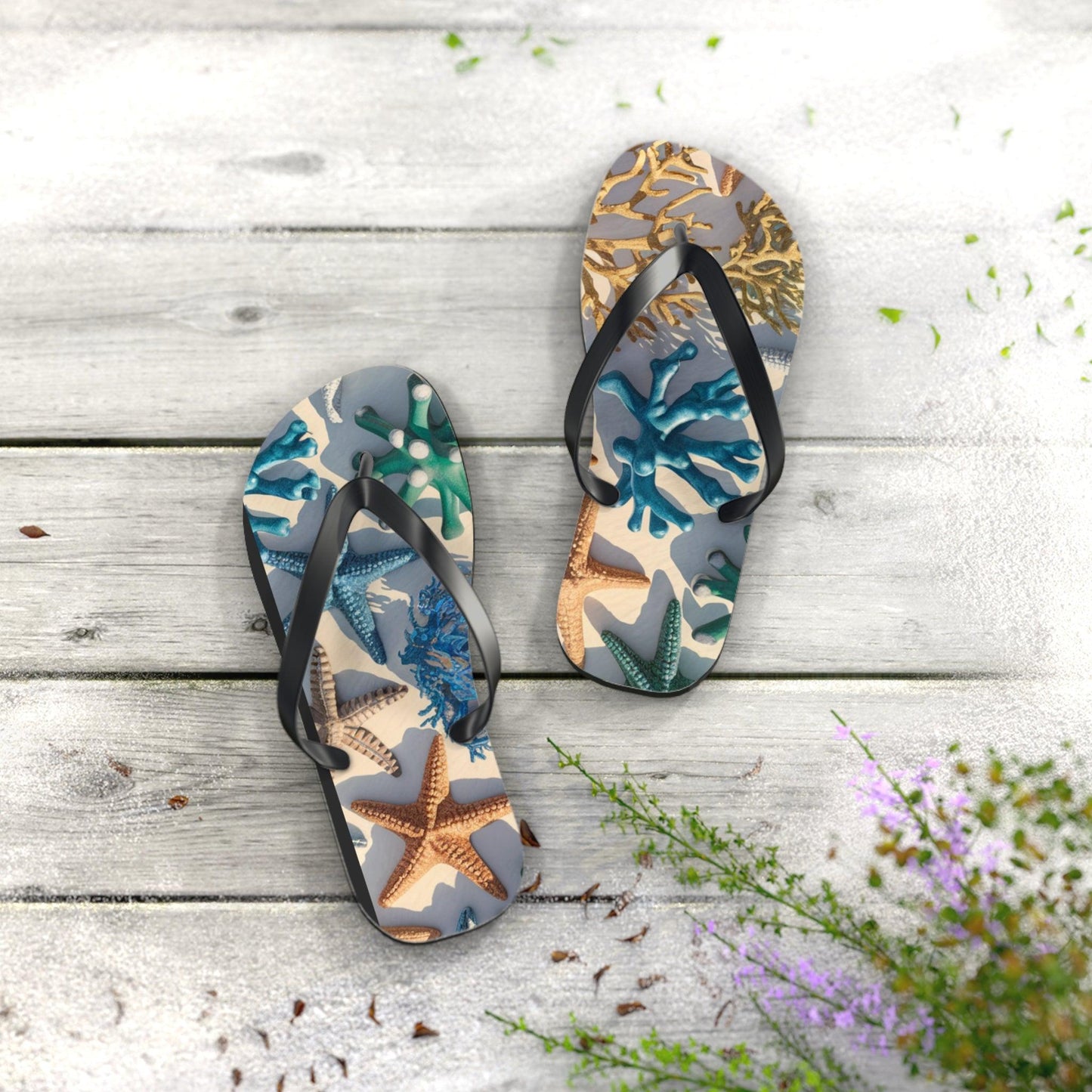 Starfish and Coral Inspired Flip Flops, Express Your Beach Loving Self - Coastal Collections