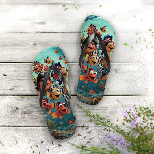 Comical Fish and Pirates Inspired Flip Flops v2, Express Your Beach Loving Self - Coastal Collections
