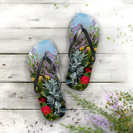 Sea Lavendar, Holly and Lantana Flower Inspired Flip Flops, Express Your Beach Loving Self - Coastal Collections