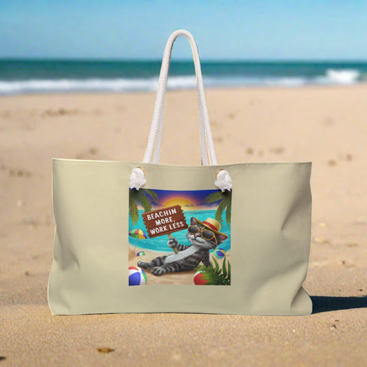 Beachin Styles© Beach More Work Less Weekender Beach Bag - Coastal Collections