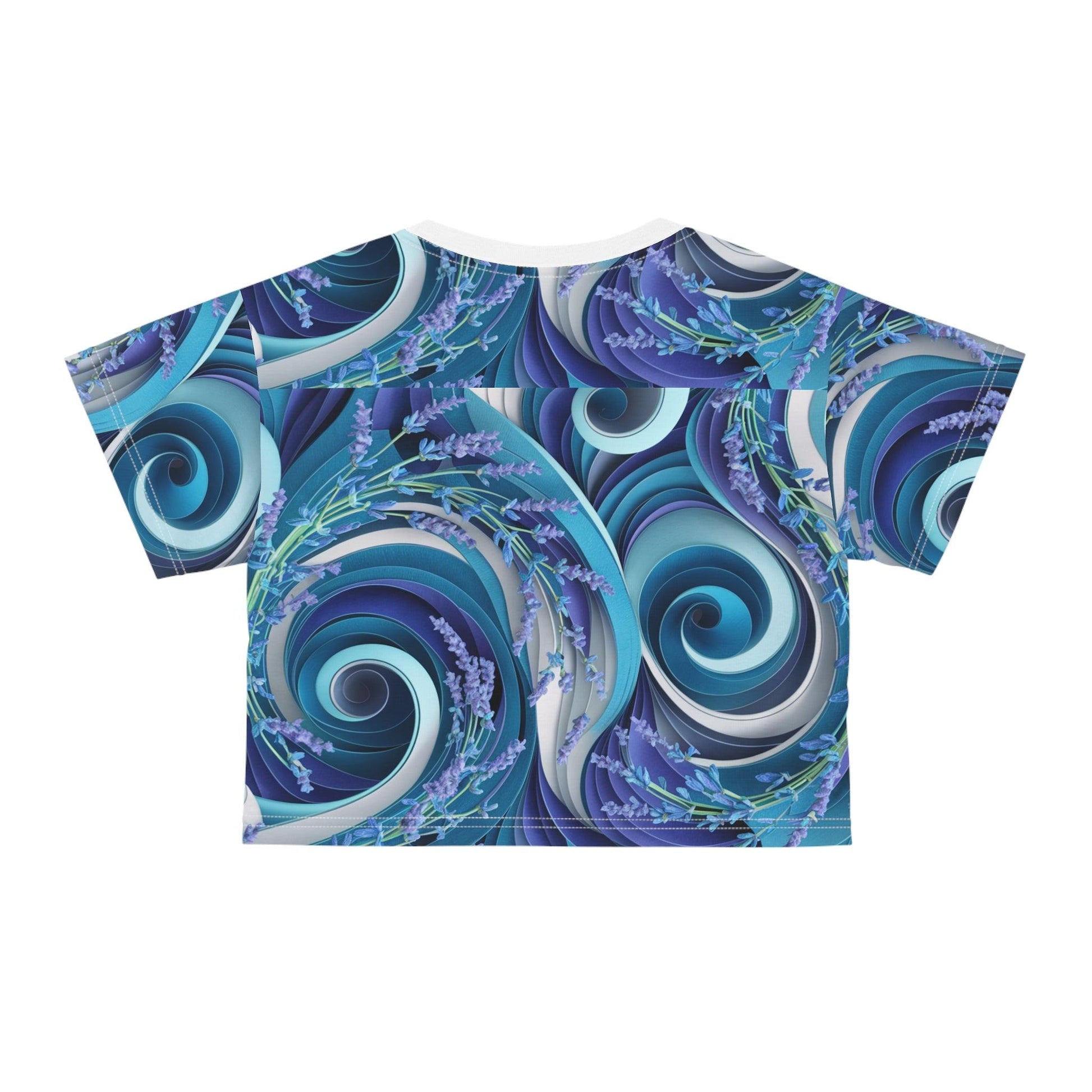 Sea Waves Inspired Lavender Large Repeating Print, Crop Tee (AOP) - Coastal Collections