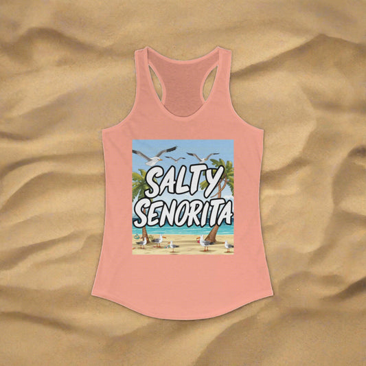 Beachin Salty Senorita Beach Tank Top - Women's Ideal Racerback Tank - Coastal Collections