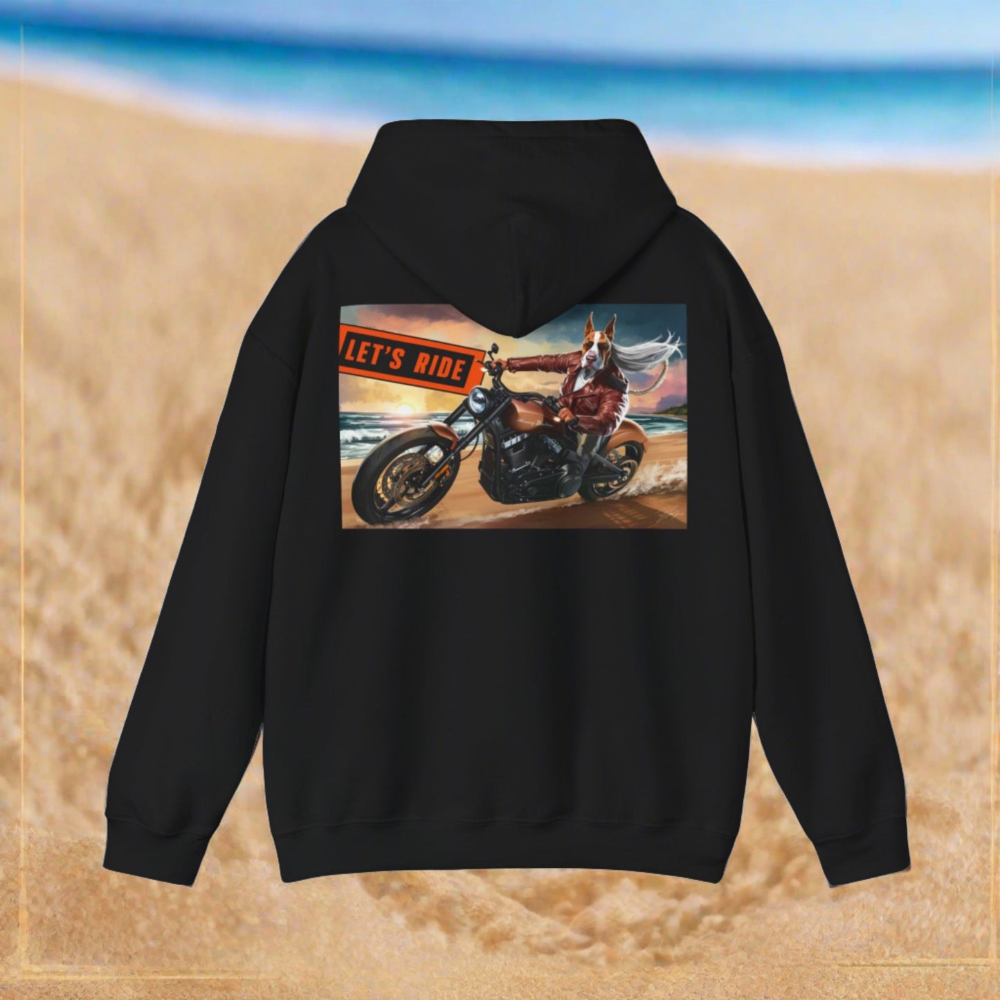 Let's Ride, Great Dane Riding a Motorcycle - Hoodie