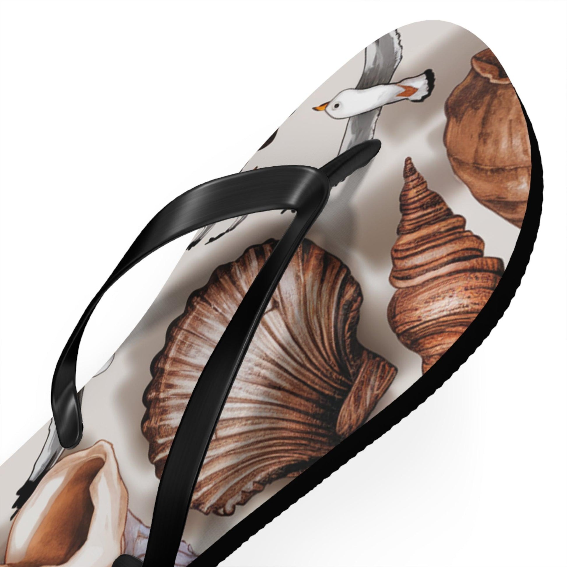Seashell and Seagull Inspired Flip Flops v2, Express Your Beach Loving Self - Coastal Collections