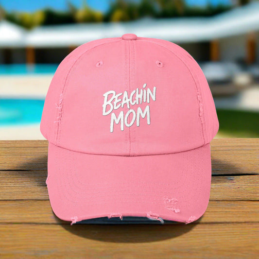 Beachin Mom Distressed Cap, Casual Beach Hat - Coastal Collections