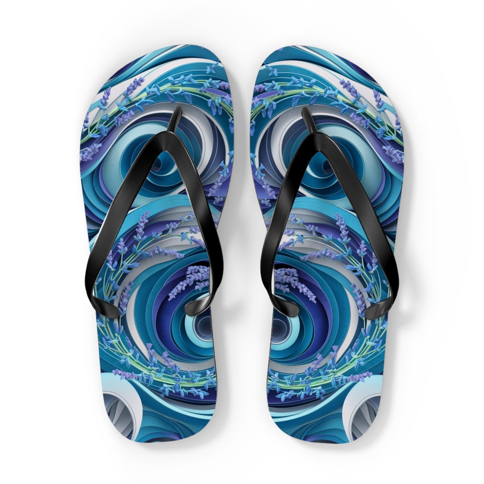 Sea Lavendar Ocean Waves Inspired Flip Flops, Express Your Beach Loving Self - Coastal Collections