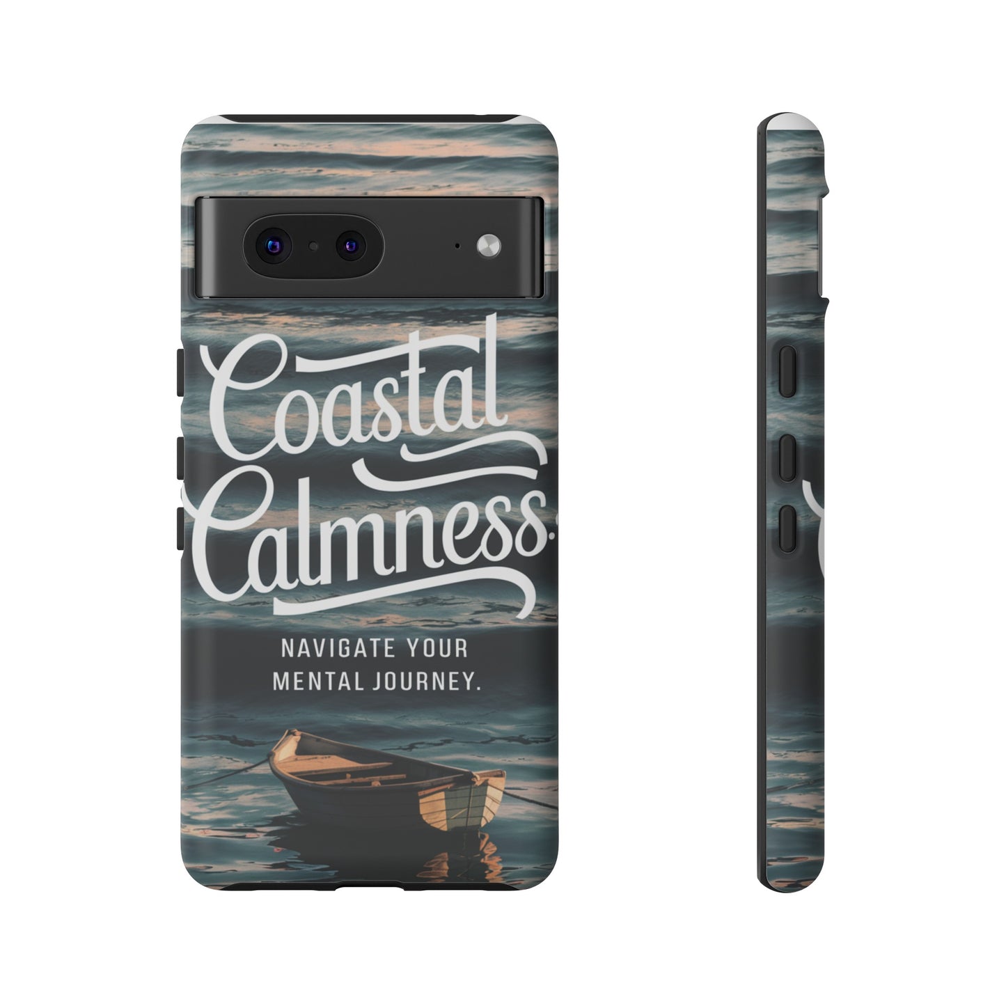 Coastal Calmness, Old Wooden Row Boat Design Protective Phone Case