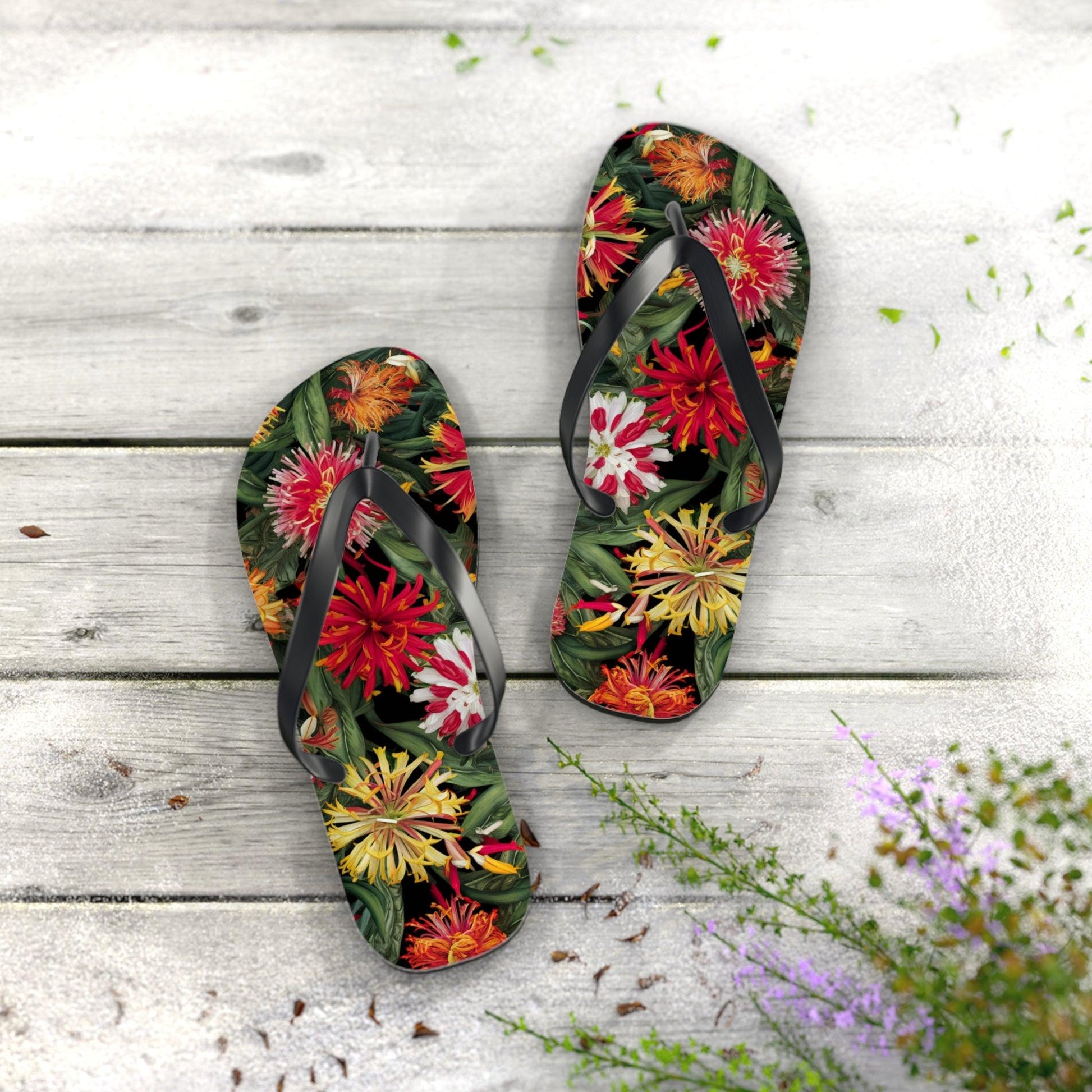 Lantana Bouquet Flower Inspired Flip Flops, Express Your Beach Loving Self - Coastal Collections