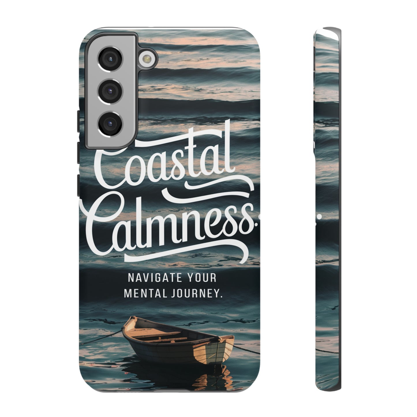 Coastal Calmness, Old Wooden Row Boat Design Protective Phone Case