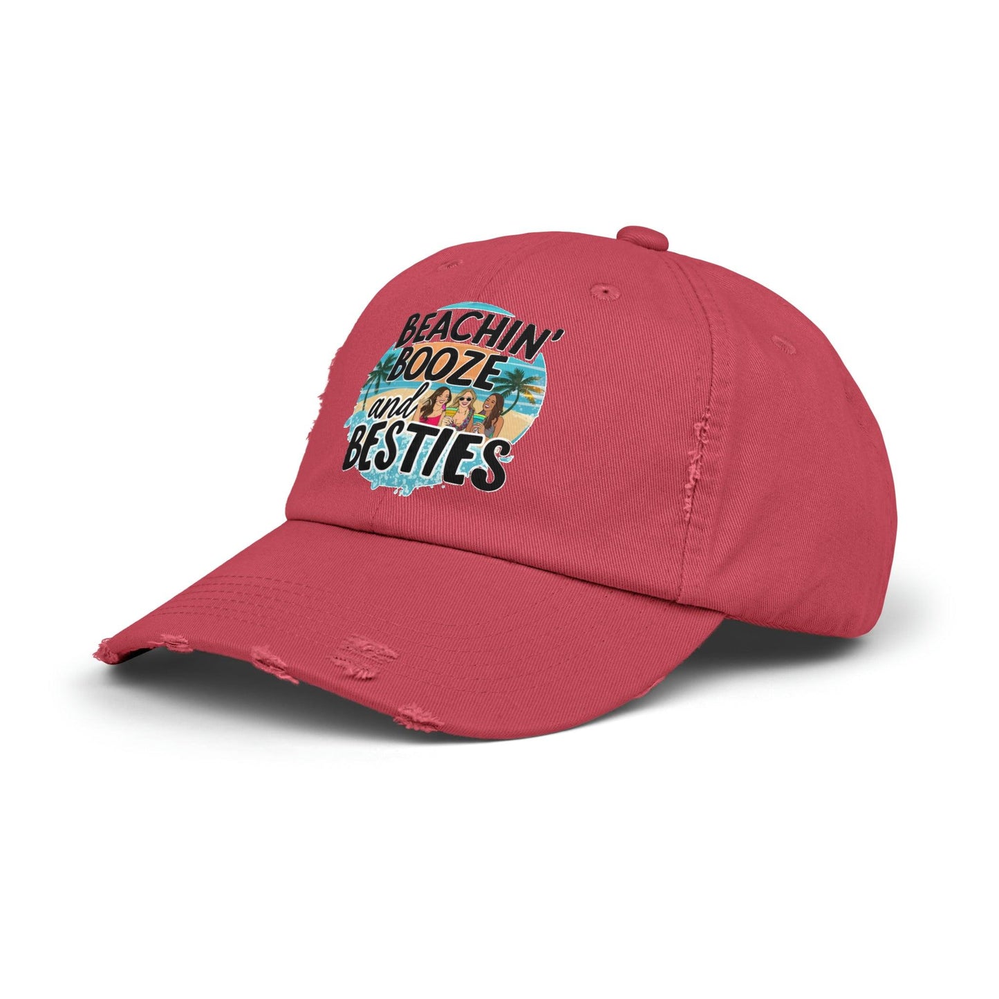 Beachin Booze and Besties Retro Cap, Girls Night Out, Casual Beach Hat - Coastal Collections