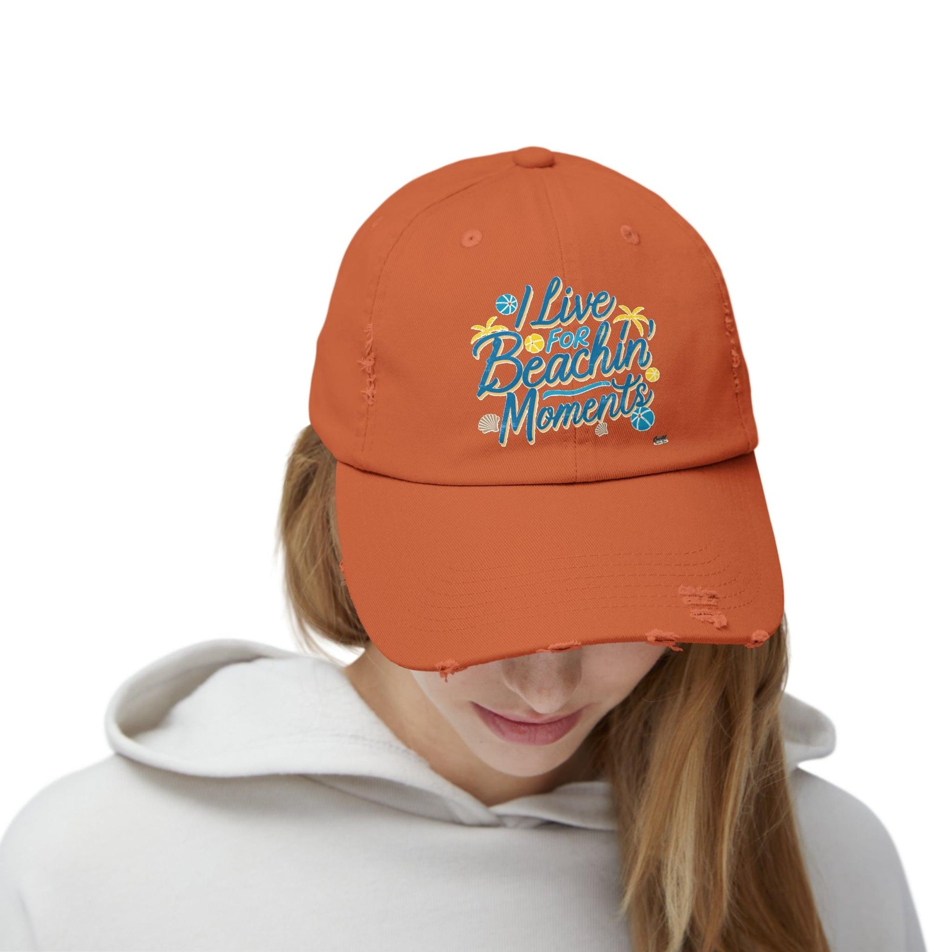 I Live For Beachin Moments Distressed Cap, Casual Beach Hat - Coastal Collections