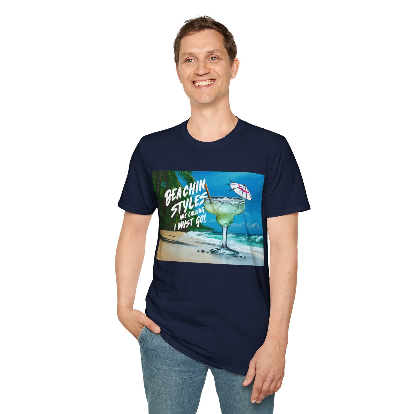 The Beach is Calling, I Must Go, Margarita - Unisex Softstyle T-Shirt