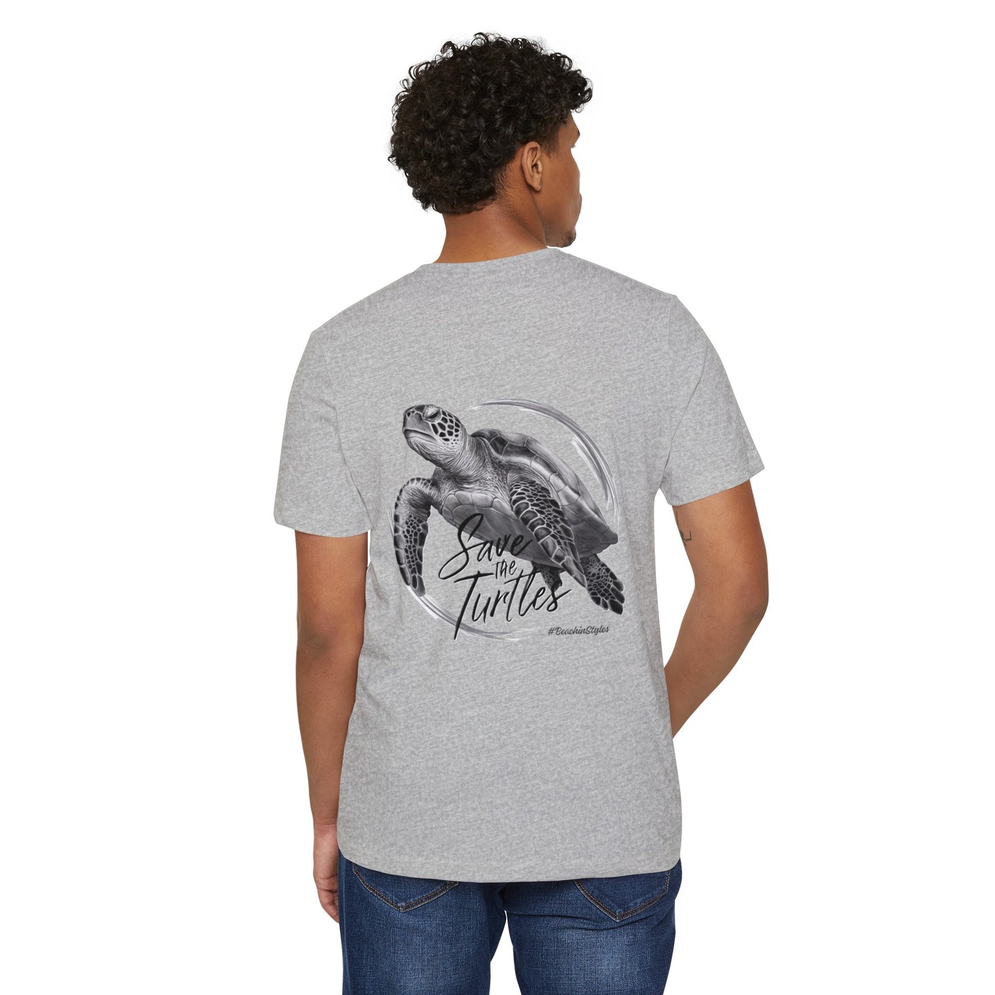 Save the Turtles Unisex Recycled Organic T-Shirt (Print on Back)