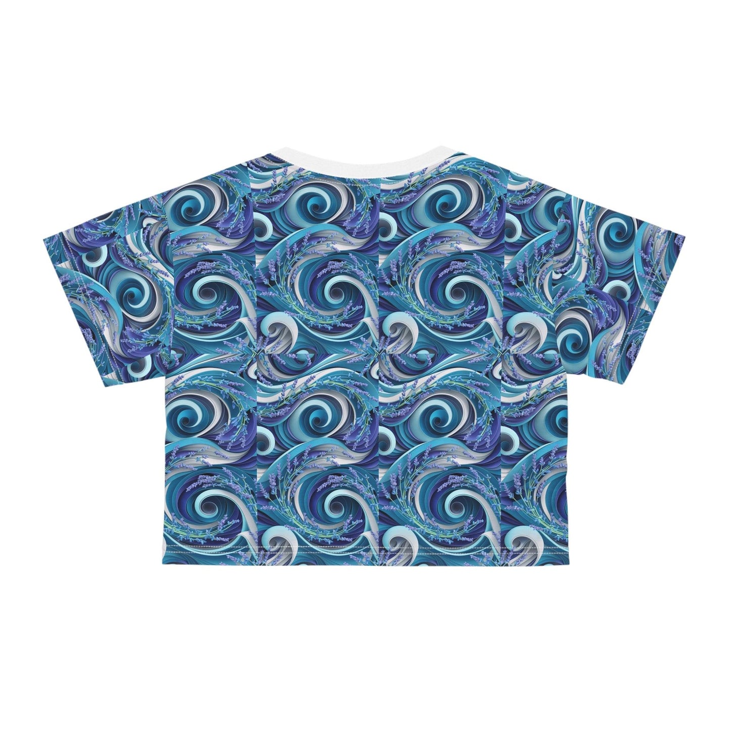 Sea Waves Inspired Lavender Small Repeating Print, Crop Tee (AOP) - Coastal Collections