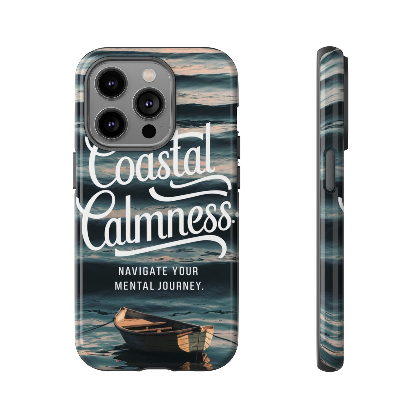 Coastal Calmness, Old Wooden Row Boat Design Protective Phone Case