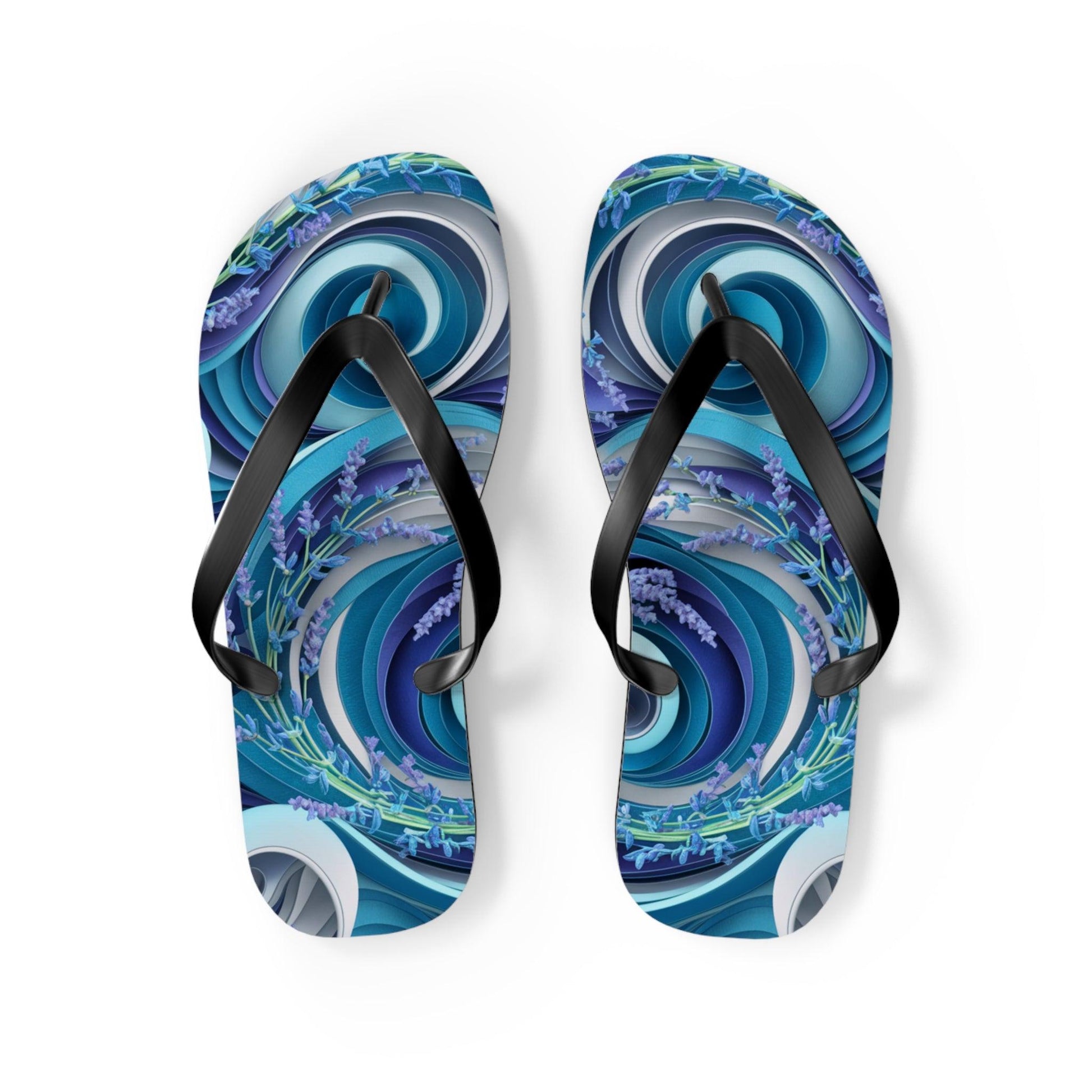 Sea Lavendar Ocean Waves Inspired Flip Flops, Express Your Beach Loving Self - Coastal Collections