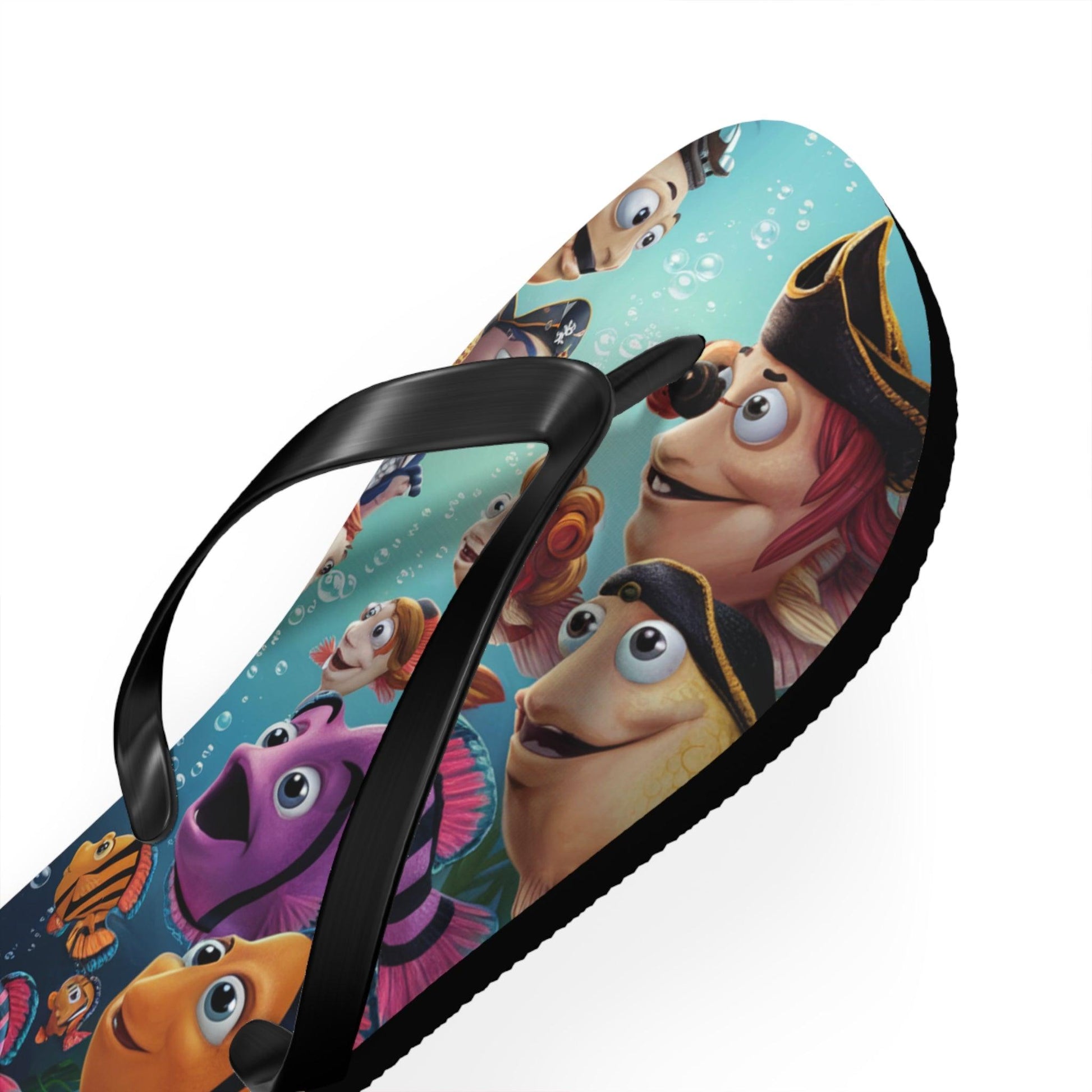 Comical Fish and Pirates Faceoff Inspired Flip Flops, Express Your Beach Loving Self - Coastal Collections