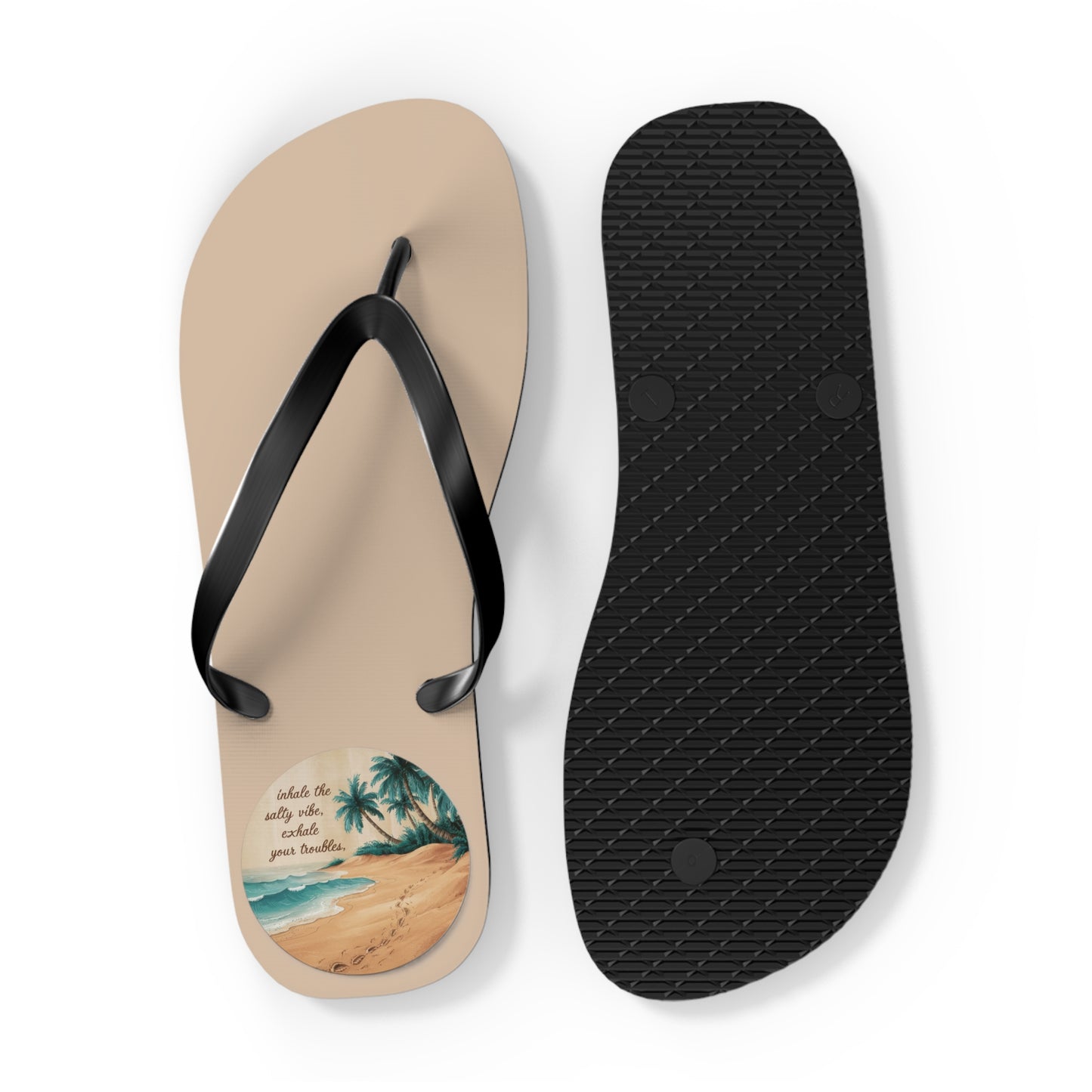 Mental Health: Inhale the Salty Vibe, Exhale your Troubles Beach - Flip Flops, Sandals