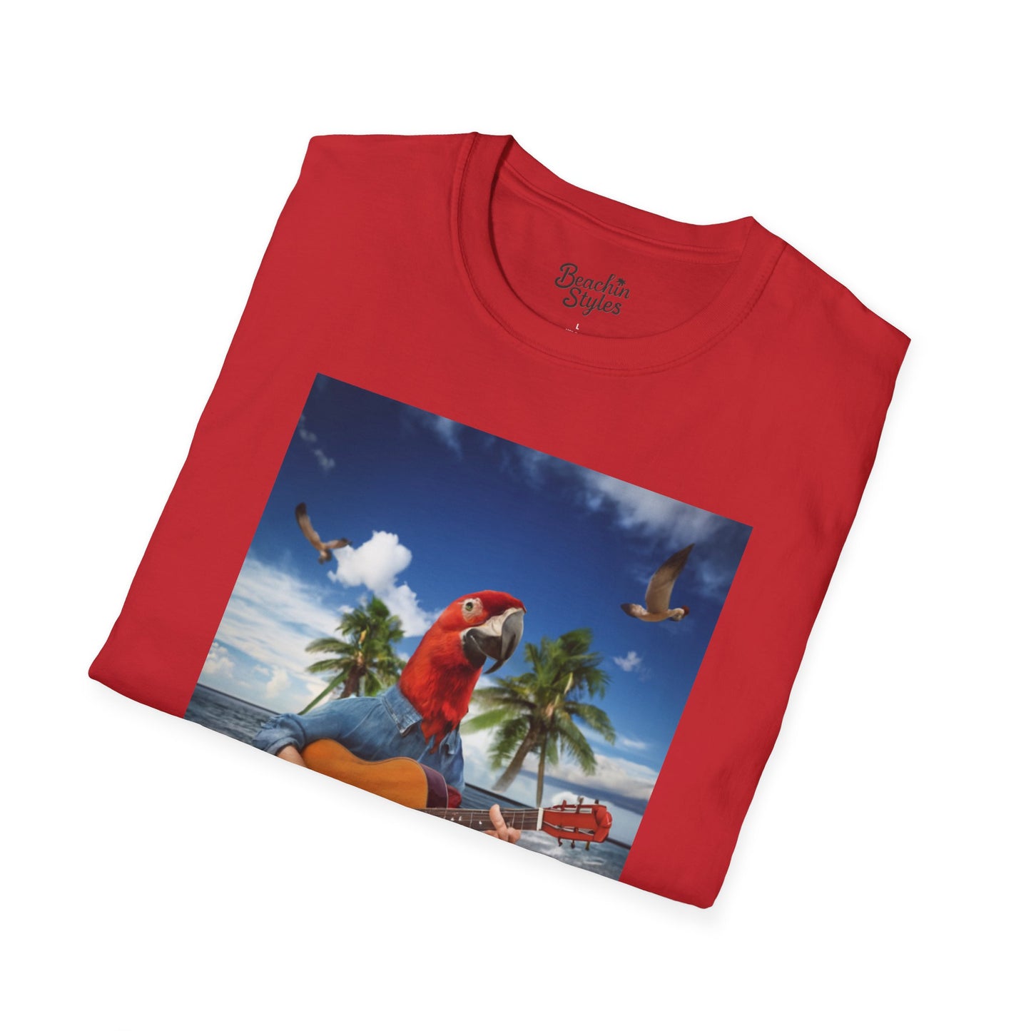 Rockin' Parrot Beach Scene - Unisex T-shirt