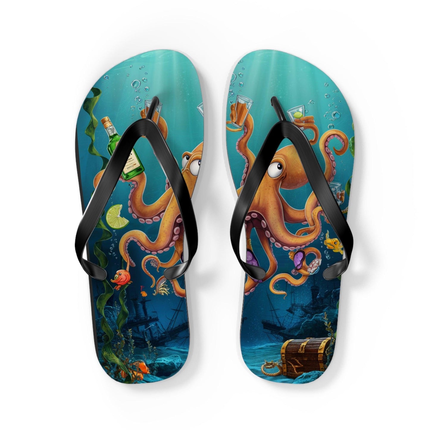 Octopus and Tequila Inspired Flip Flops, Express Your Beach Loving Self - Coastal Collections