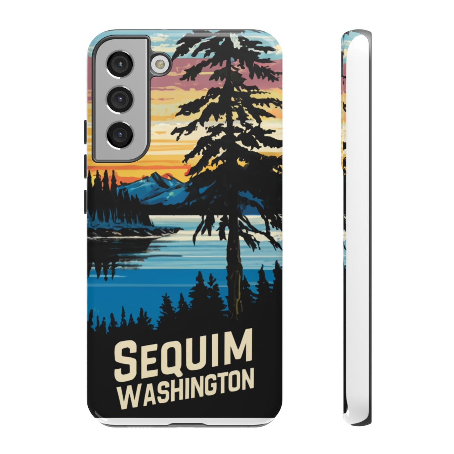 Sequim Washington Sunset Bay & Douglas Fir Protective Phone Case