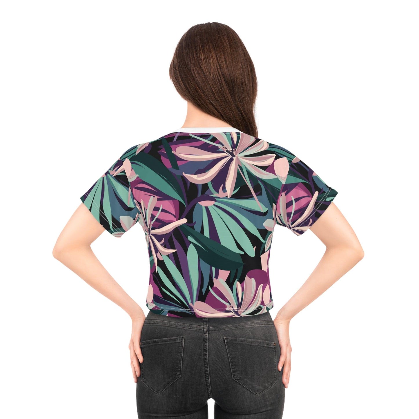 Sea Inspired Oleander Large Print Crop Tee (AOP) - Coastal Collections