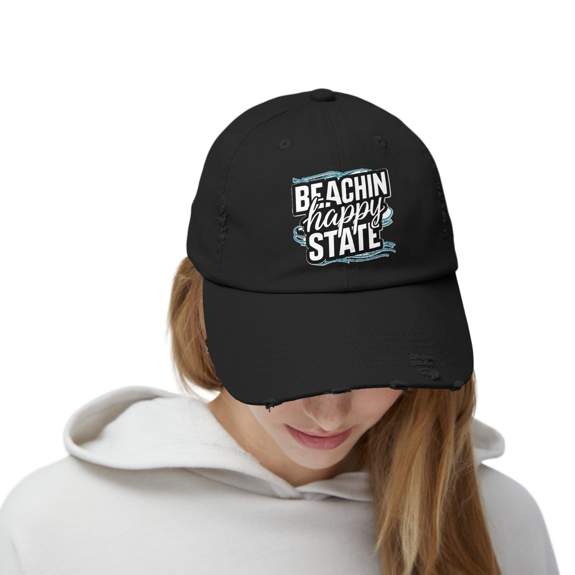 Retro Cap, Beachin Happy State retro distressed cap, casual beach hat - Coastal Collections