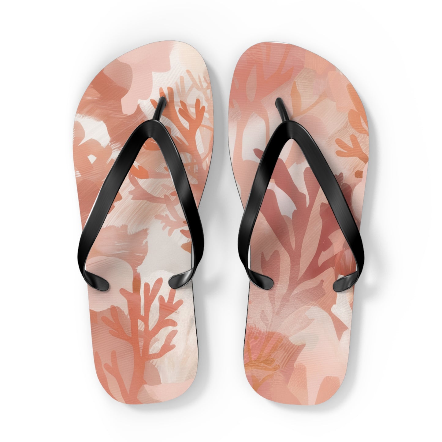 Coral Abstract Beach - Flip Flops, Sandals