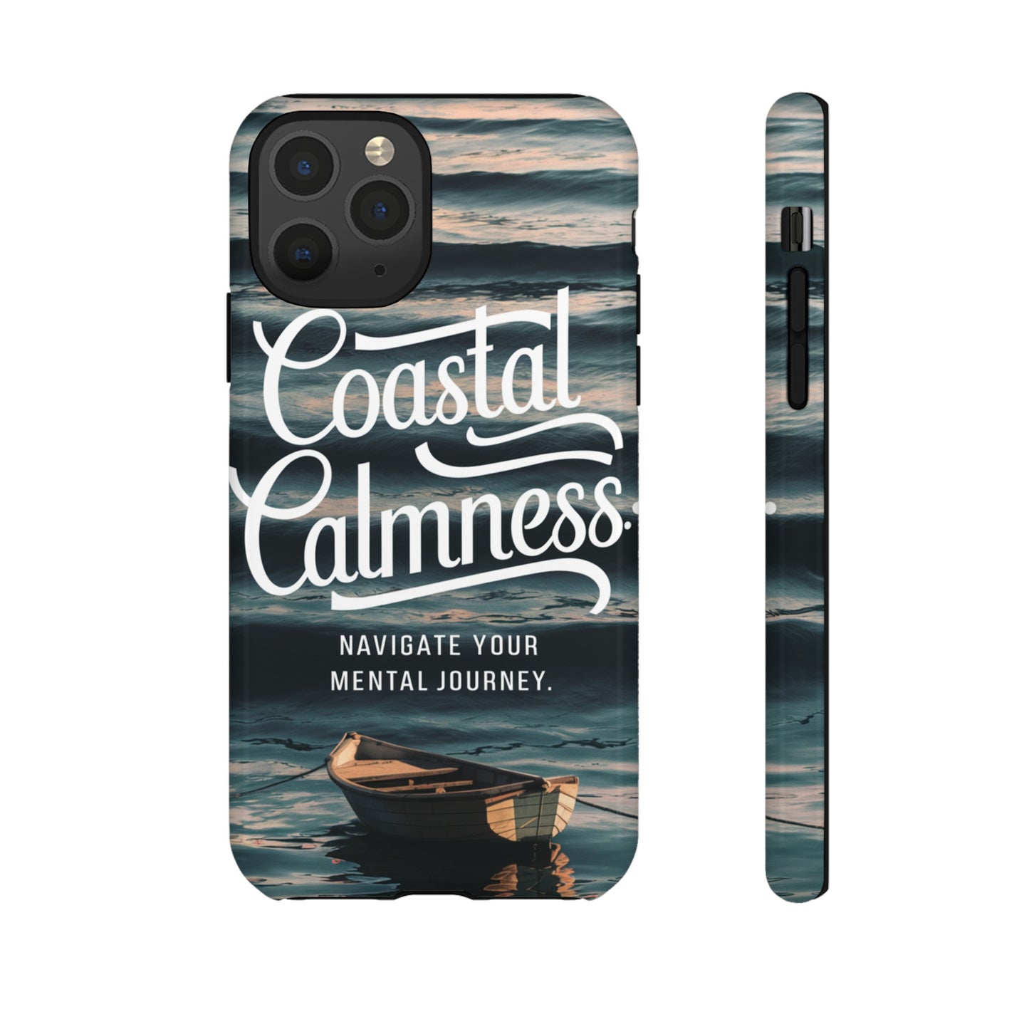 Coastal Calmness, Old Wooden Row Boat Design Protective Phone Case