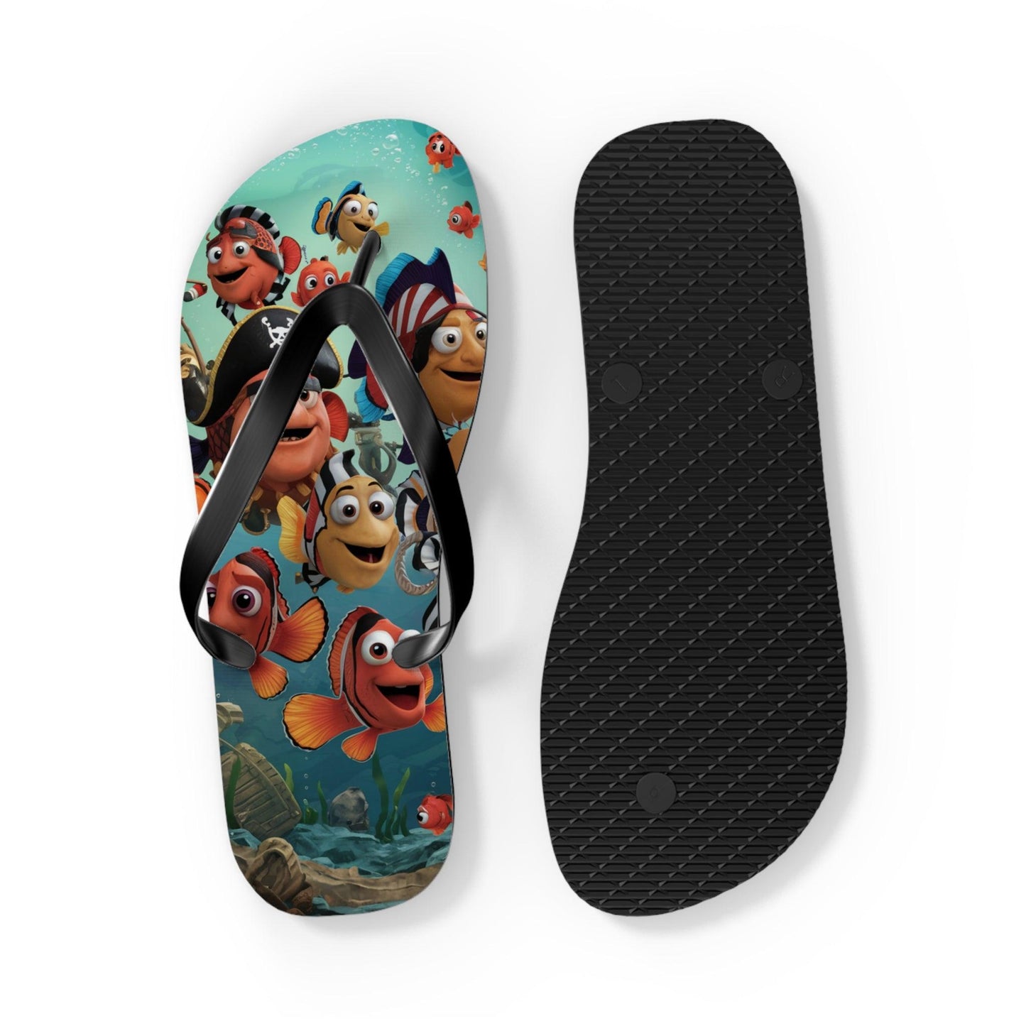 Comical Fish and Pirates Inspired Flip Flops v2, Express Your Beach Loving Self - Coastal Collections