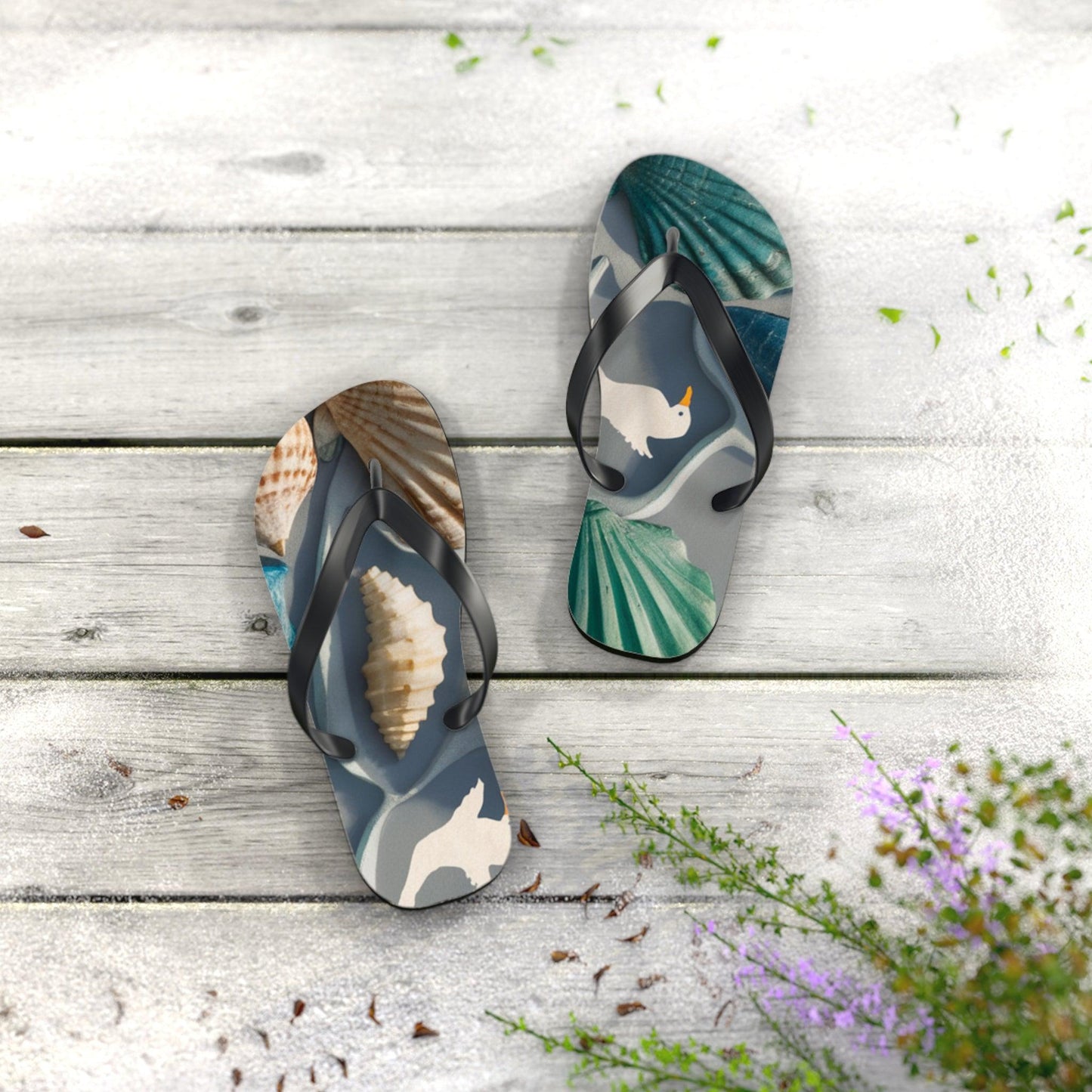 Seashell and Seagull Inspired Flip Flops, Express Your Beach Loving Self - Coastal Collections