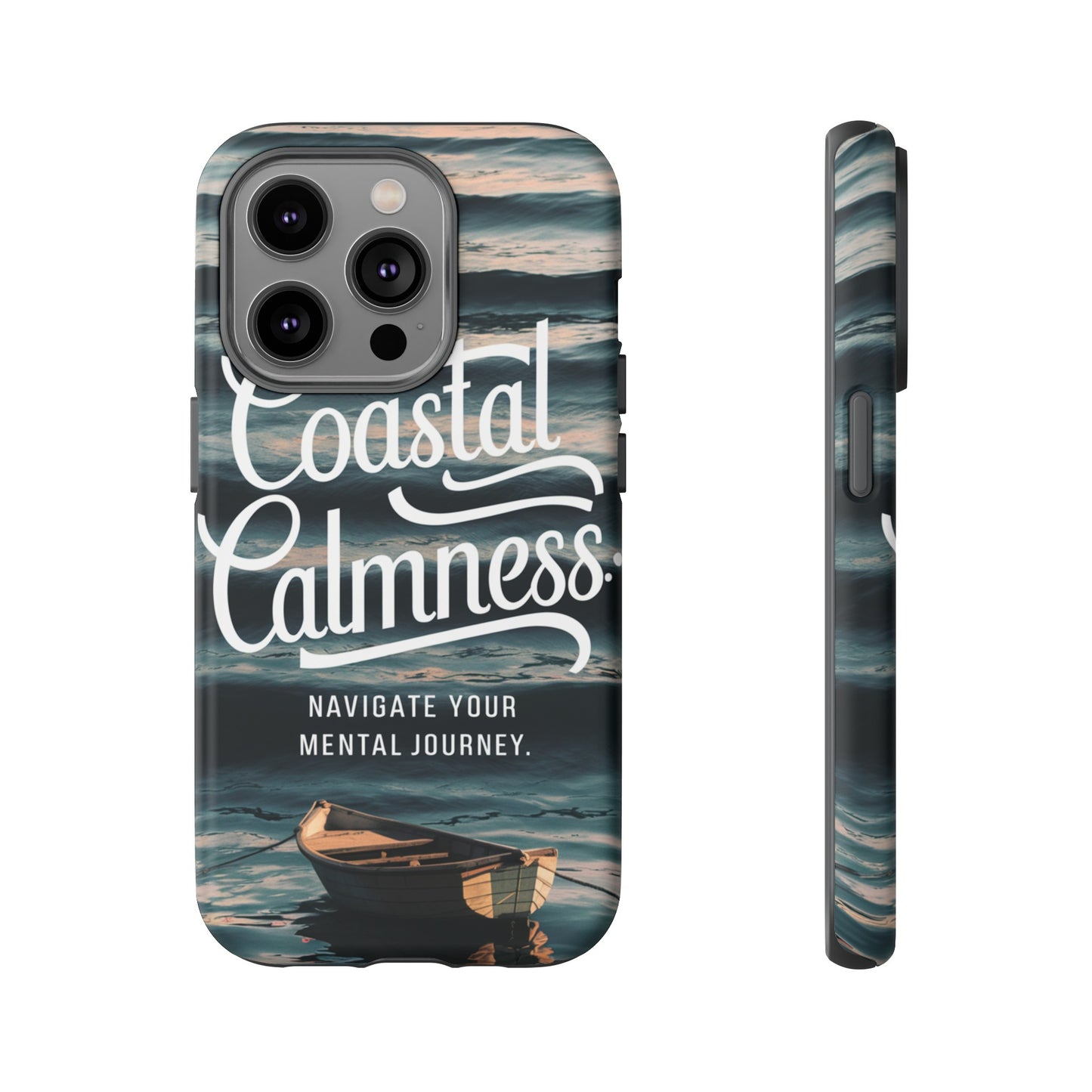 Coastal Calmness, Old Wooden Row Boat Design Protective Phone Case