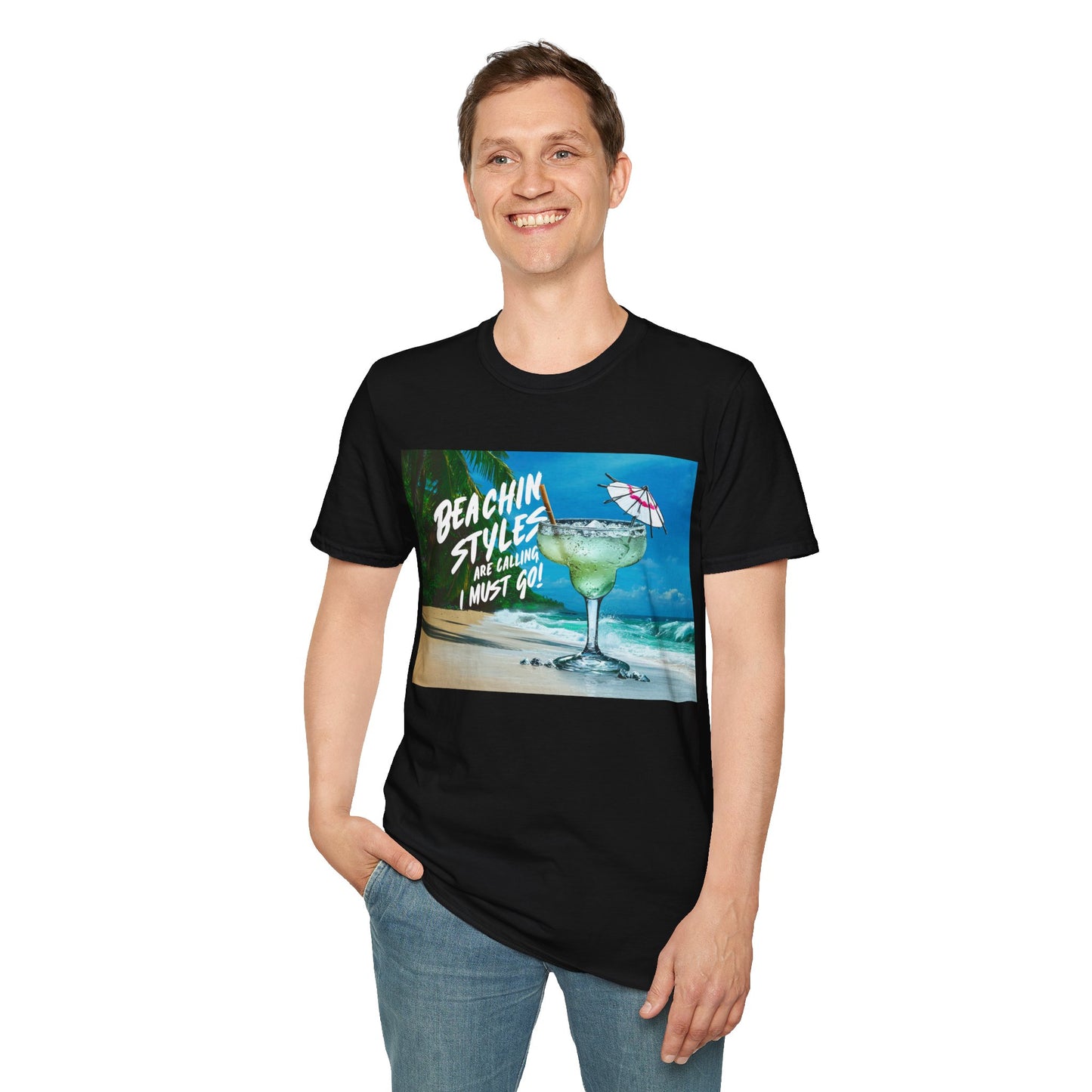 The Beach is Calling, I Must Go, Margarita - Unisex Softstyle T-Shirt