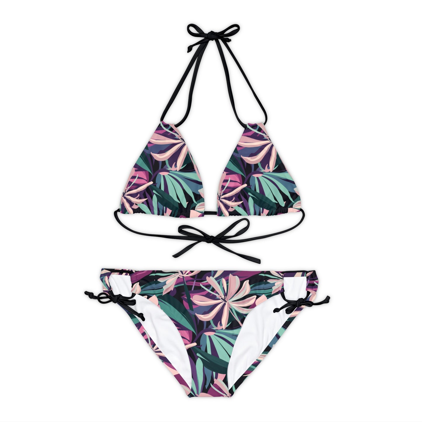 Oleander Flower Strappy Bikini Set