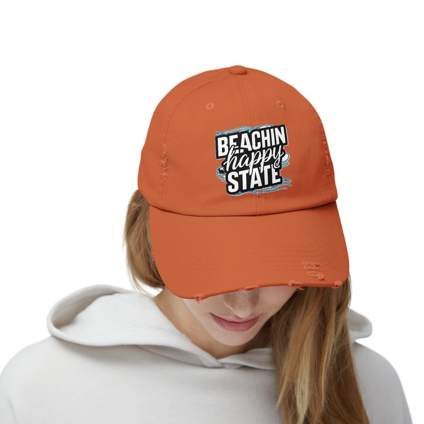 Retro Cap, Beachin Happy State retro distressed cap, casual beach hat - Coastal Collections